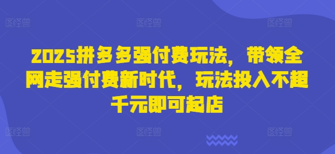 2025拼多多强付费玩法，带领全网走强付费新时代，玩法投入不超千元即可起店-掘金阁